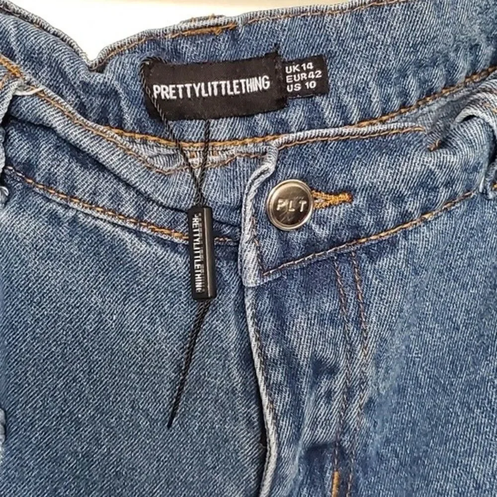 PrettyLittleThing High waisted Denim Jean Shorts Size 10